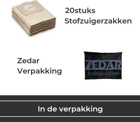 Stofzuigerzakken 20 stuks - Geschikt voor Kärcher - 6.959-130.0 - van Zedar