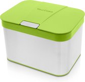 YourCasa® Compostemmer, 4,3 liter, voor dagelijks biologisch afval in de keuken, vaatwasserbestendig binnengebruik, geurdicht en afwasbaar, roestvrijstalen biologische afvalemmer met deksel (groen-wit)
