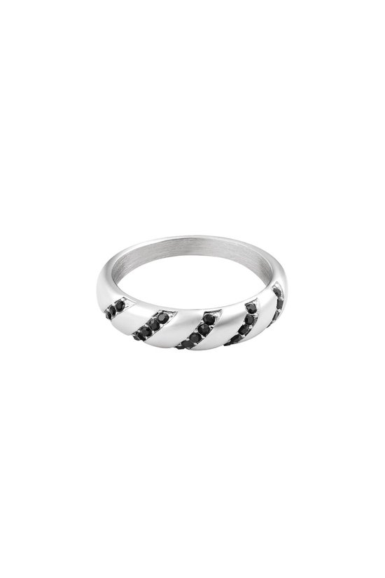 Ring zircon swirl -Silver- Stainless Steel -zilver-17- yehwang- Moederdag cadeautje - cadeau voor haar - mama
