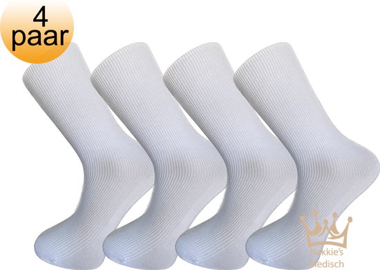 Nakkie’s medische sokken - 100% katoen - 4 paar - Maat 36/38 - Wit
