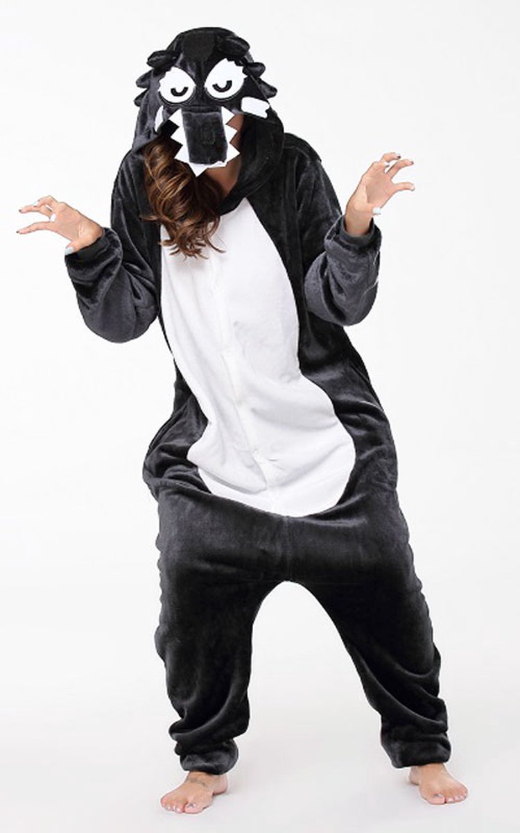 Wolf Onesie Pak Kostuum Outfit Huispak Jumpsuit Verkleedpak - Verkleedkleding - Halloween & Carnaval - SnugSquad - Kinderen & Volwassenen - Unisex - Maat M voor Lichaamslengte (155 - 165 cm)