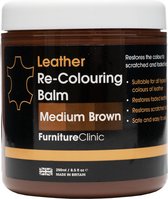 Leer Balsem -Kleur : Midden Bruin / Medium Brown - Kleur Herstel en Beschermen van Versleten Leer en Lederwaar – Leather Re-Colouring Balm