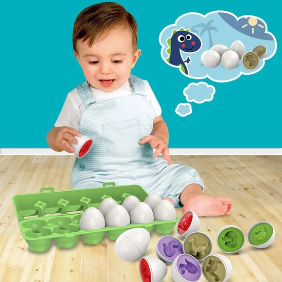 1 Set de jouets d'apprentissage assortis avec son pour cadeaux fille et  garçon de 1, 2 et 3 ans, 6 œufs MATCHIGN, jouets éducatifs de tri de formes  de couleurs Montessori pour