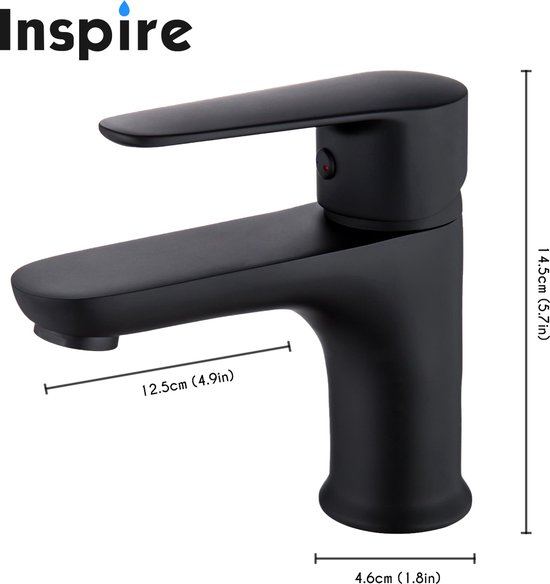 Inspire Badkamer Kraan Zwart inclusief aansluitingen Wastafel kraan
