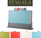 ITAGALA Snijplankenset - met Sapgeul - 30x23.5 cm - 4 stuks - met Houder - Duurzaam en milieuvriendelijk - Snijplanken - Snijplank