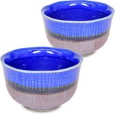 Traditionele Japanse Yunomi Cups 80ml Mini Matcha Bowl Blauw TEKKOKU AI Design voor Groene Thee Matcha Thee Set van 2