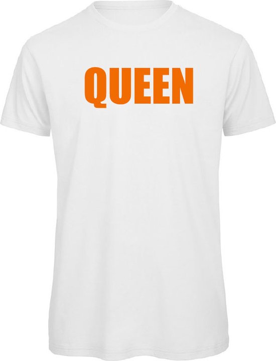 Koningsdag t-shirt wit L - QUEEN - soBAD. | Oranje t-shirt dames | Oranje t-shirt heren | Koningsdag