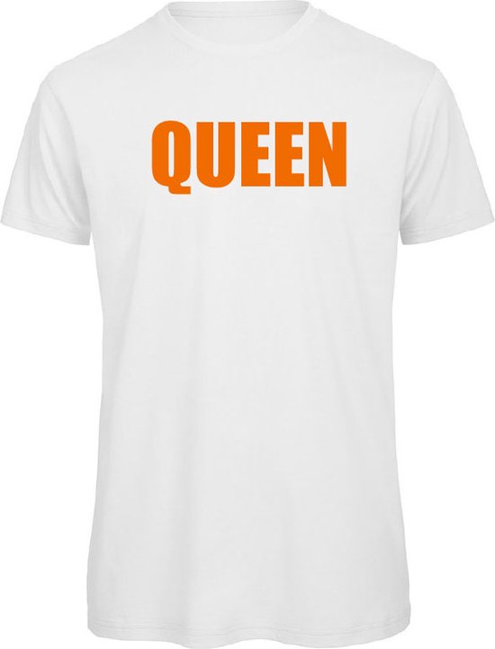 Koningsdag t-shirt wit M - QUEEN - soBAD. | Oranje t-shirt dames | Oranje t-shirt heren | Koningsdag