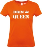 Dames T-shirt DrinQueen | Koningsdag kleding | oranje t-shirt | Oranje dames | maat XS