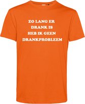 T-shirt Zo lang er Drank is, heb ik geen Drankprobleem | Koningsdag kleding | oranje t-shirt | Oranje | maat 4XL