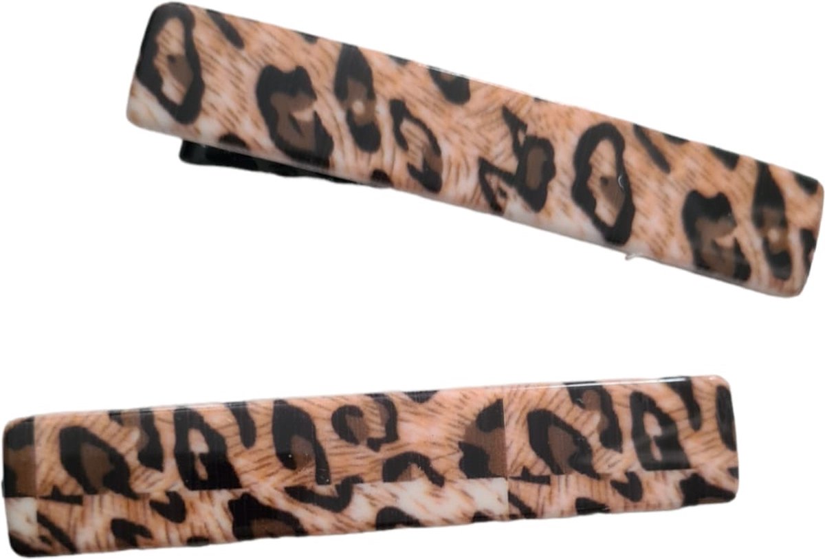 Haarspelden panter print Beige -haarschuifjes - haarclips leopard print -haaraccessoire voor volwassenen -meisje - kind- 2 stuks