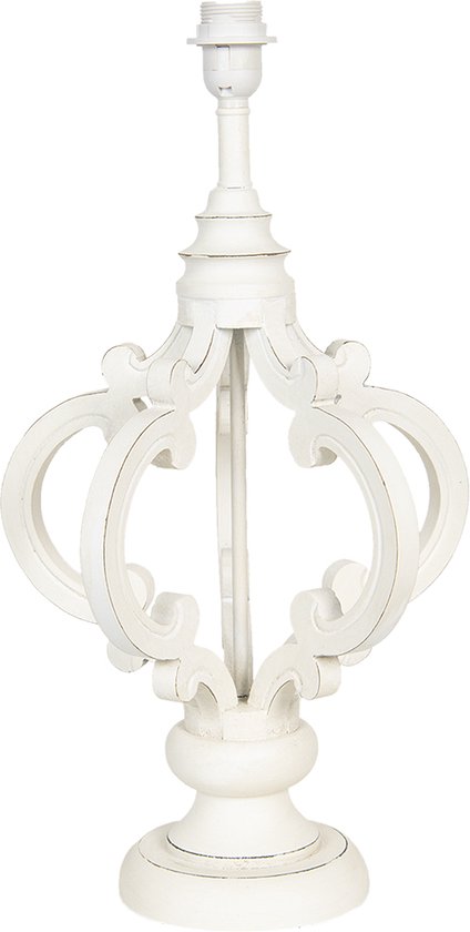 HAES DECO - Lampenvoet - Formaat Ø 30x58 cm, kleur Wit, gemaakt van Hout voor Fitting E27/max 1x60W - Lampvoet, Tafellamp