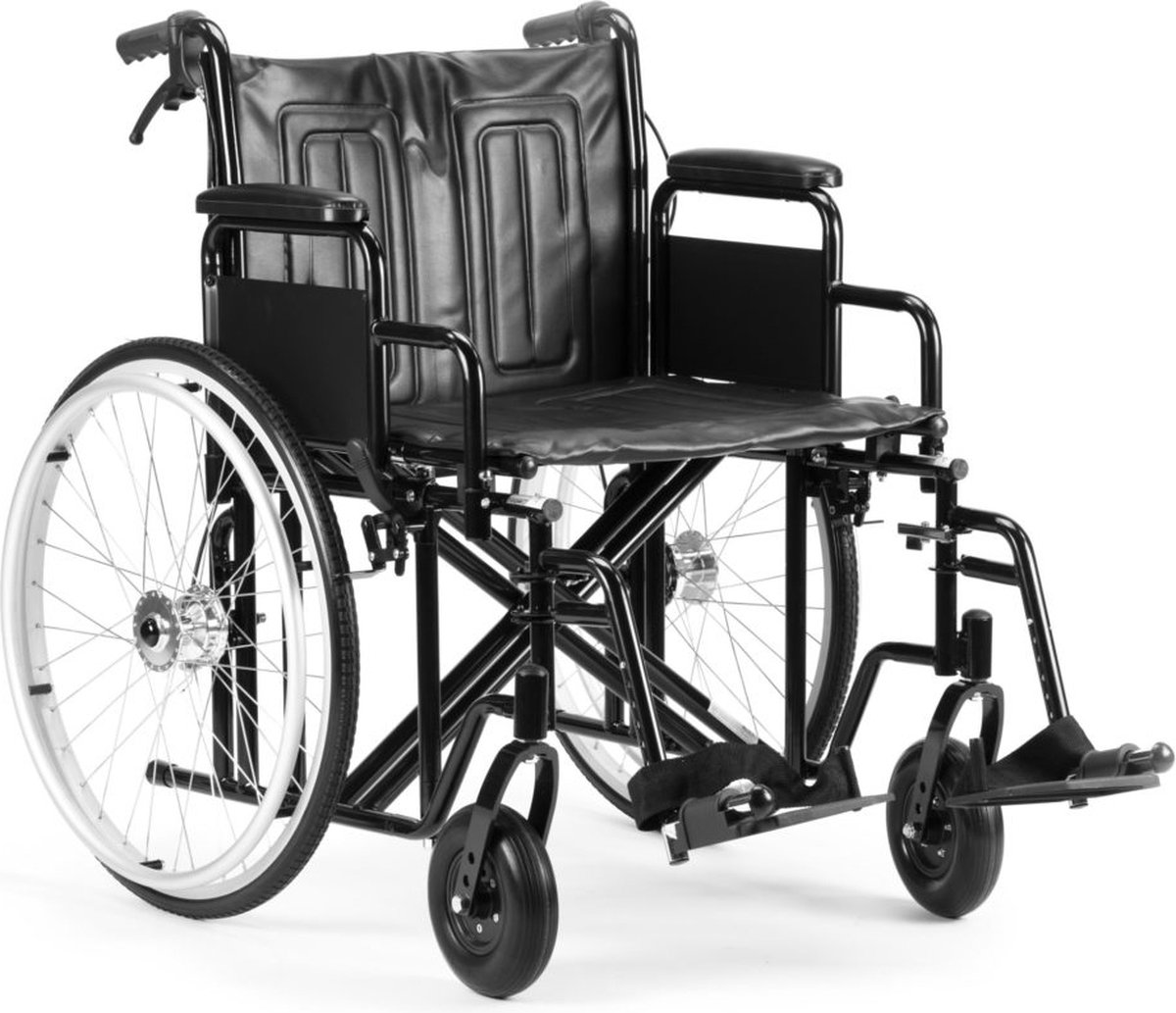 Goedkoopste MultiMotion M1-XL rolstoel met trommelremmen - Extra brede zitting van 55 cm - XXL - Belastbaar tot 200 kg - Opvouwbaar