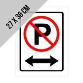 Pictogram/ bord | Parkeerverbod - met pijlen links/ rechts | 27 x 36 cm | Verboden te parkeren | No parking | Parkeeroverlast | Polystyreen | 2 stuks