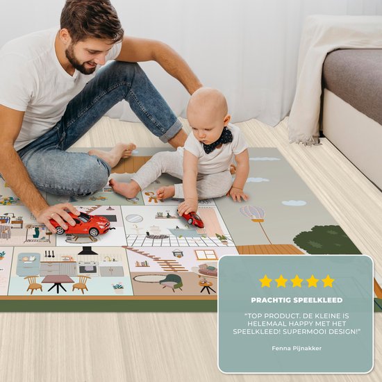 LetsPlaymats® Speelmat baby kinderen - Poppenhuis - Kinderen - Meubels - Design - Bruin - Speelkleed van vinyl - Speeltapijt - Antislip - 135x90 cm van LetsPlaymats® — afbeelding 4