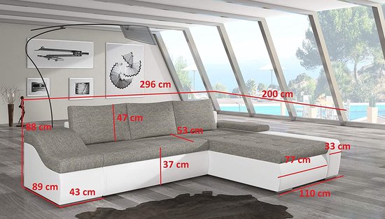 Paco Hoekbank met slaapfunctie 246x145 cm - Bank - Sofa met bedlade
