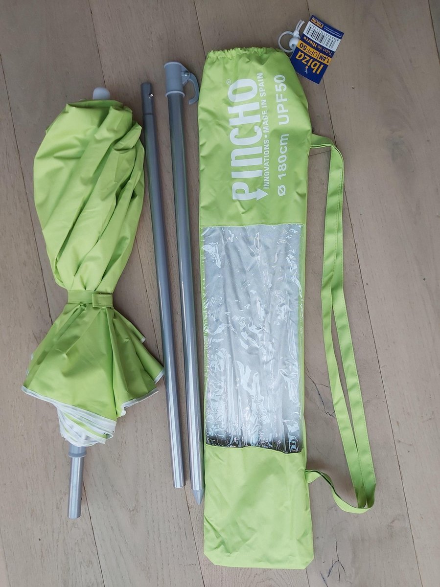 Parasol De Plage Pincho 240 Cm Résistant Au Vent - Protection UV50, Tube Aluminium, Inclinable - Jardin, Terrasse, Plage