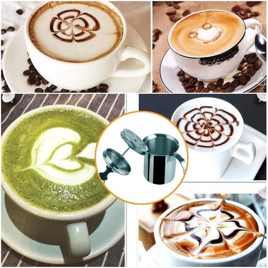 DOWO® – Melkopschuimer Handmatig – RVS – 400 ml – Melkschuimer