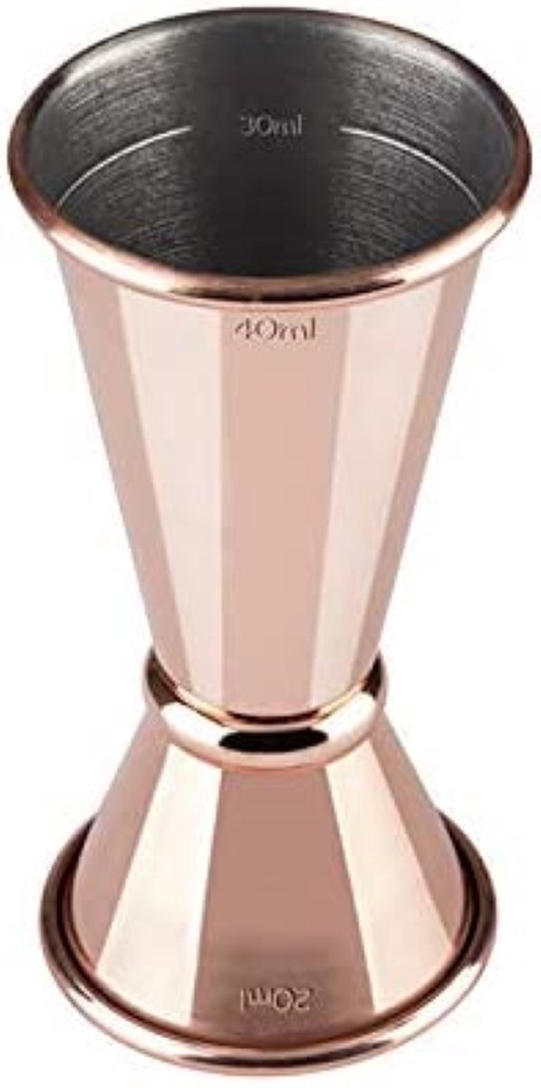 Buddy's Bar - Dubbele jigger barmaat - 2 cl en 4 cl - RVS met gepolijst koperen afwerking