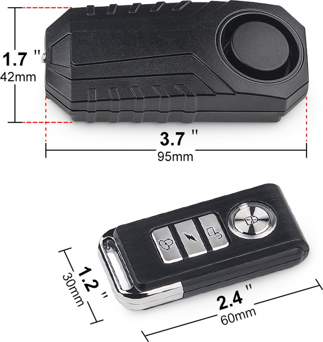 Alarme Antivol Vélo/moto Sans Fil 113 DB - Détection Vibration, Télécommande - Étanche IP55 - Pour Vélo, Scooter, Porte, Voiture - 2