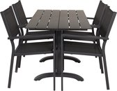Denver tuinmeubelset tafel 120x69cm, 4 stoelen Copacabana, zwart,zwart.