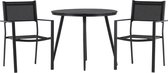 Break tuinmeubelset tafel 90x90cm, 2 stoelen Copacabana, zwart,zwart.