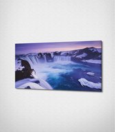 Purple Waterfalls Canvas- 100 x 60 cm - Landschap - Schilderij - Canvas - Slaapkamer - Wanddecoratie  - Slaapkamer - Foto op canvas