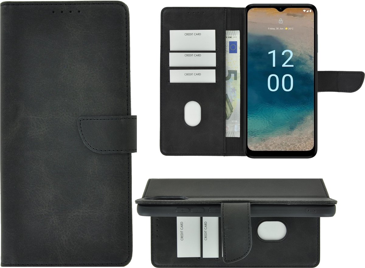 Pearlycase hoesje Geschikt voor Nokia G22 - Kunstleer Book Case - Zwart