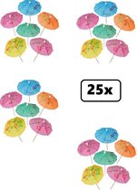 25x Parasol prikkers hout 100mm - IJs dessert eten toetje kerst festival food sorbet pluutje parasol
