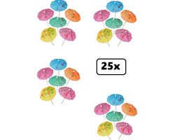 25x Parasol prikkers hout 100mm - IJs dessert eten toetje kerst festival food sorbet pluutje parasol