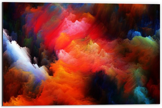 Dibond - Wolken van Verschillende Kleuren van de Regenboog - 60x40 cm Foto op Aluminium (Wanddecoratie van metaal)