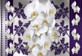 Fotobehang Flowers Floral Orchids Pattern | XXL - 206cm x 275cm | 130g/m2 Vlies