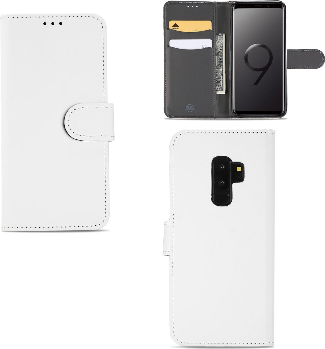 Samsung Galaxy S9 Plus Hoesje Wit Met Opbergvakjes