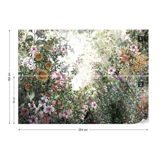 Peinture murale Vintage Floral Painting | V4 - 254 cm x 184 cm | Polaire 130gr / m2