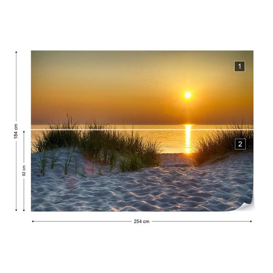 Papier peint Coucher de soleil sur la plage | V4 - 254 cm x 184 cm | Polaire 130gr / m2
