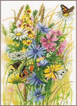 borduurpakket PN0197261 marjolein bastin, wilde bloemen en vlinders