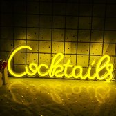 ZoeZo Design - Neon LED lamp Cocktails - Geel - Decoratie - USB - Sfeerverlichting - Wandlamp - Neon Verlichting