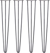 4 x Tafelpoten pinpoten - Lengte: 71cm - 3 pin - 10m - Ruw Staal - SkiSki Legs ™ - Retro hairpin