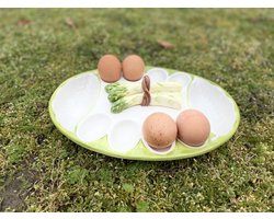 Ovale schaal asperges met eigaten wit groen | AL033 | Piccobella