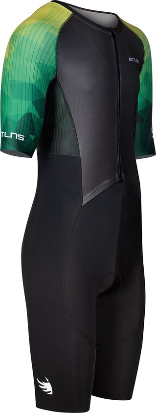 BTTLNS trisuit - triathlon pak - PRO Aero trisuit - trisuit korte mouw heren - langeafstand triathlon - Nemean 1.0 - groen - XL
