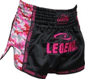 Legend Sports Kickboksshort Camo Dames Satijn Zwart/roze Mt S