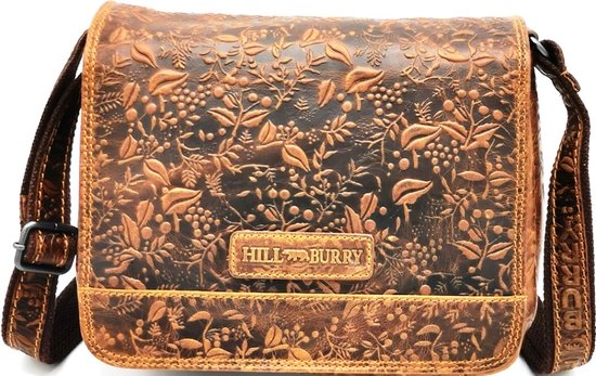 Sac à bandoulière Hillburry avec relief de feuilles marron - (lxhxd) environ 23 cm x 18 cm x 11 cm