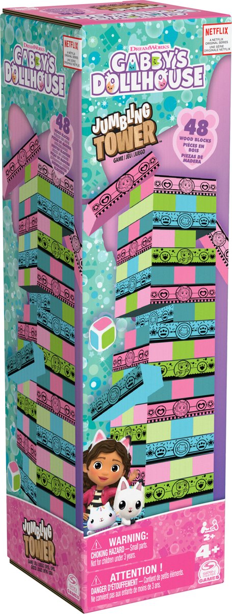 Gabby's Poppenhuis - Jumbling Tower - Blokkentoren Spel met 48 houten blokjes - Gabbys Poppenhuis