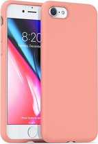 Silicone case geschikt voor Apple iPhone 7 / 8  - roze + gratis glazen Screenprotector