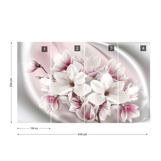 Papier peint photo Fleurs de magnolia | XXXL - 416 cm x 254 cm | Polaire 130g / m2