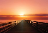Fotobehang Path Bridge Sun Sunset | XXL - 312cm x 219cm | 130g/m2 Vlies