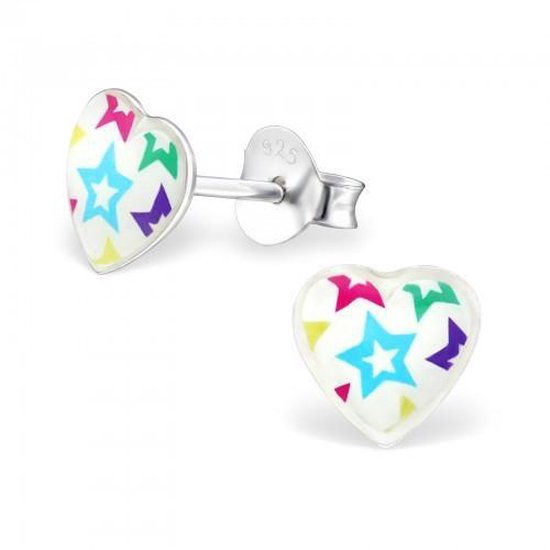 Aramat jewels ® - 925 sterling zilveren oorbellen hart met sterren