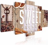 Schilderij - Koffie en kruiden, home sweet home, 5 luik, Multikleur, 2 maten, Premium print