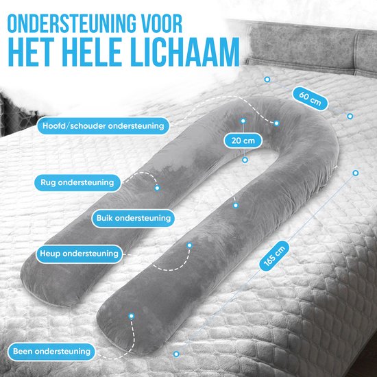 Avalo Zwangerschapskussen 5XL - 330CM - Afneembare Hoes - Zijslaapkussen / Body Pillow / Lichaamskussen / Voedingskussen van Avalo — afbeelding 2