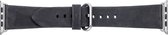 Eichmüller Zwart Leren horlogeband geschikt voor Apple watch 40 mm. soepel leer en ongestikt met stalen gesp
